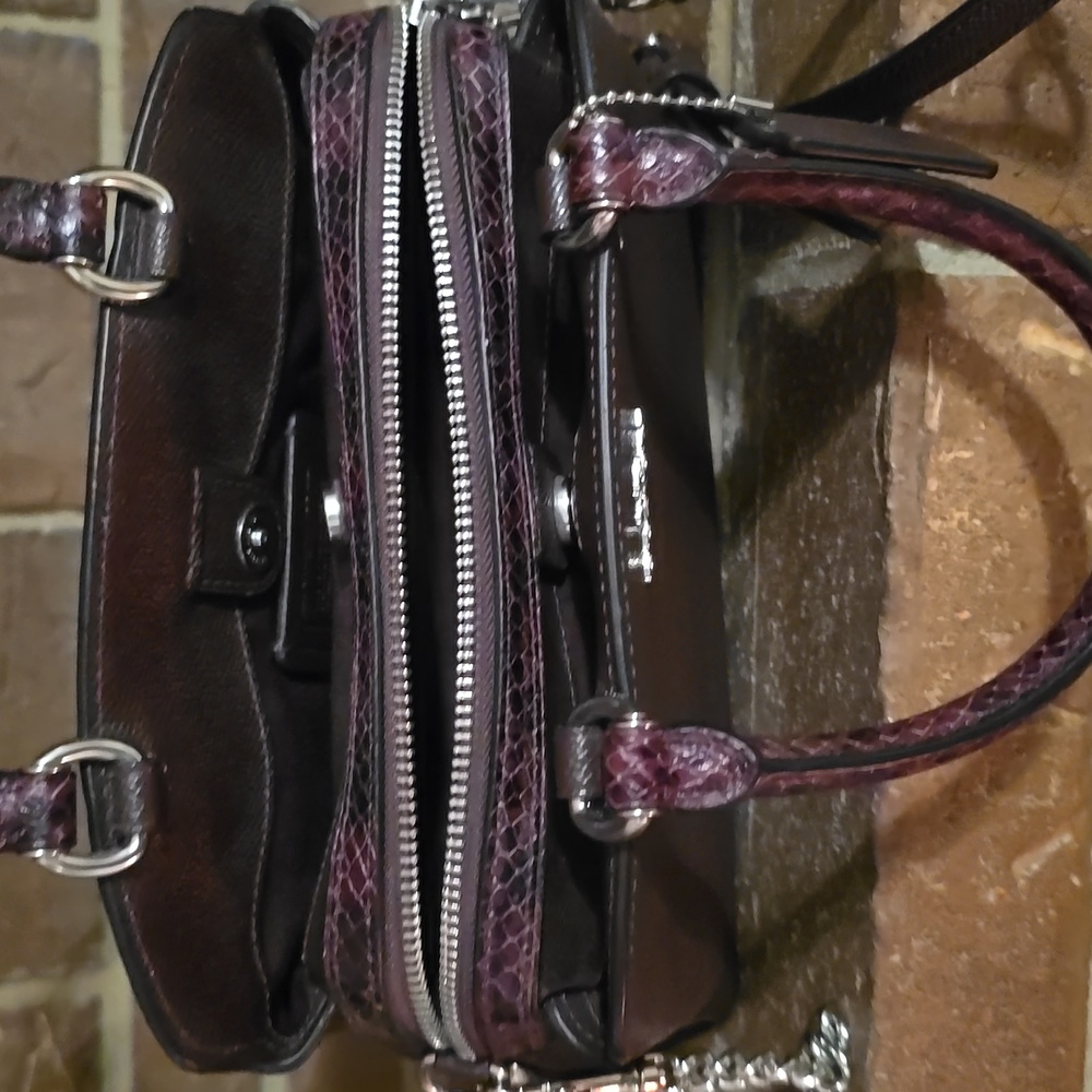 Coach Burgundy Python Embossed and Leather Mini L… - image 7